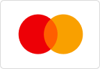 Logo Mastercard avec deux cercles entrelacés, rouge et orange, sur un fond blanc.