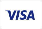 Logo Visa en bleu sur fond blanc.