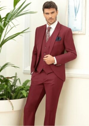 Suit - Enzo Romano - four-piece - cherry red