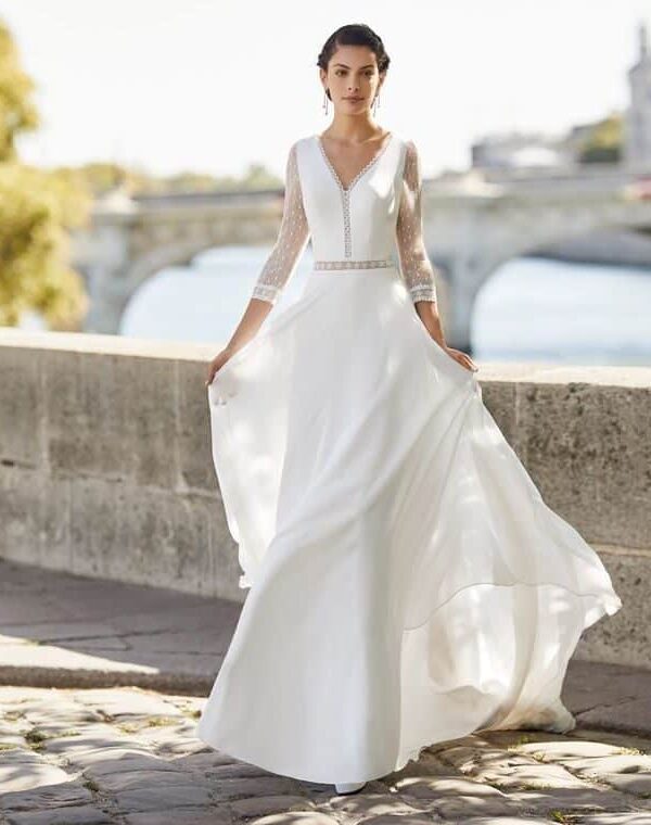 Robe Alma Novia Fluide manche longue promotion