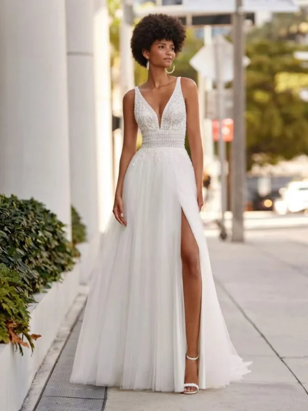 Robe de mariée trapèze en tulle Rosa Clara Kisha vue d'ensemble