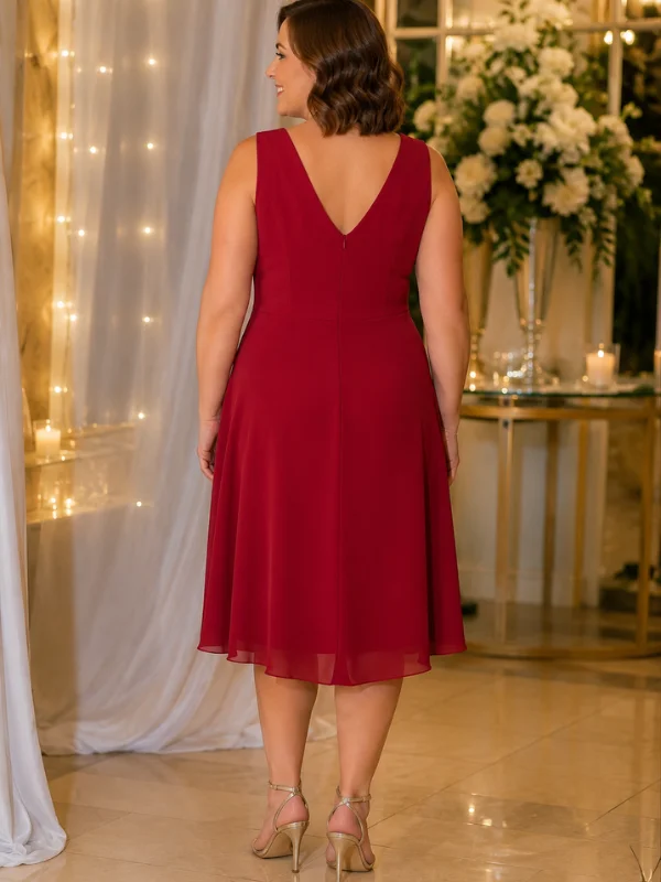 Robe de cocktail bordeaux Créatif Paris modèle R160C vue de dos